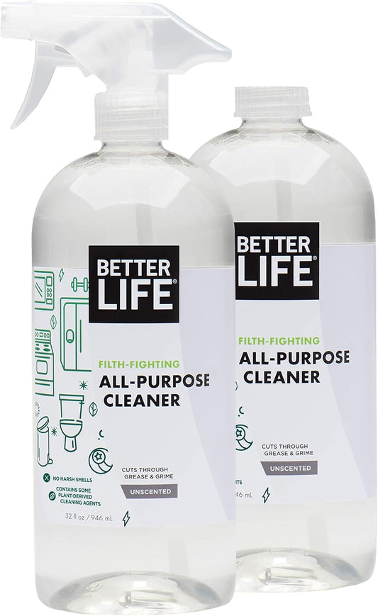 All Purpose Cleaner - Multipurpose Home and Kitchen Cleaning Spray for Glass, Countertops, Appliances, Upholstery & More - Multi-Surface Spray Cleaner - 32Oz (Pack of 2) Unscented